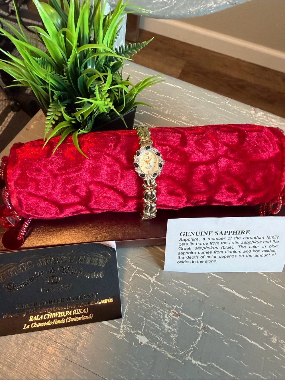 Vintage Jules Jurgenson Saphire and Diamond Watch